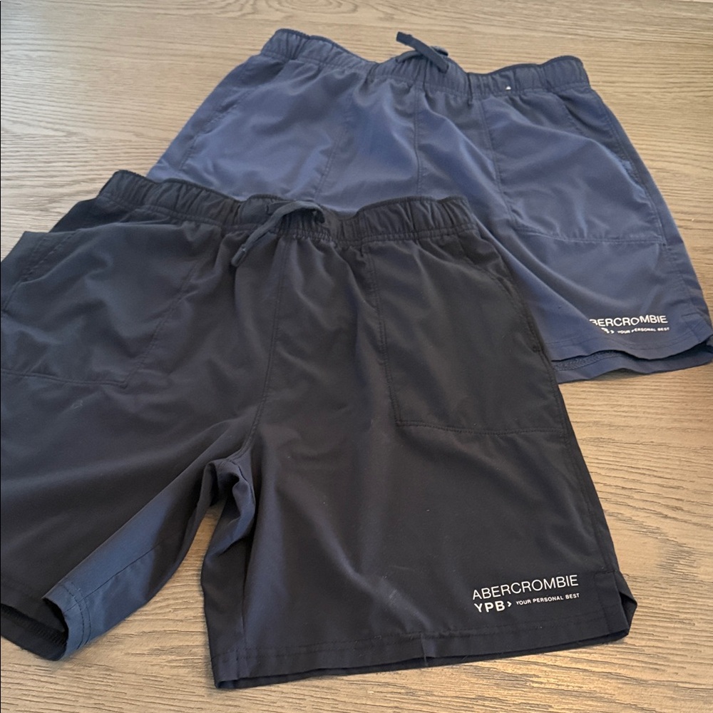 Abercrombie & Fitch Men's Navy and Black Athletic Shorts